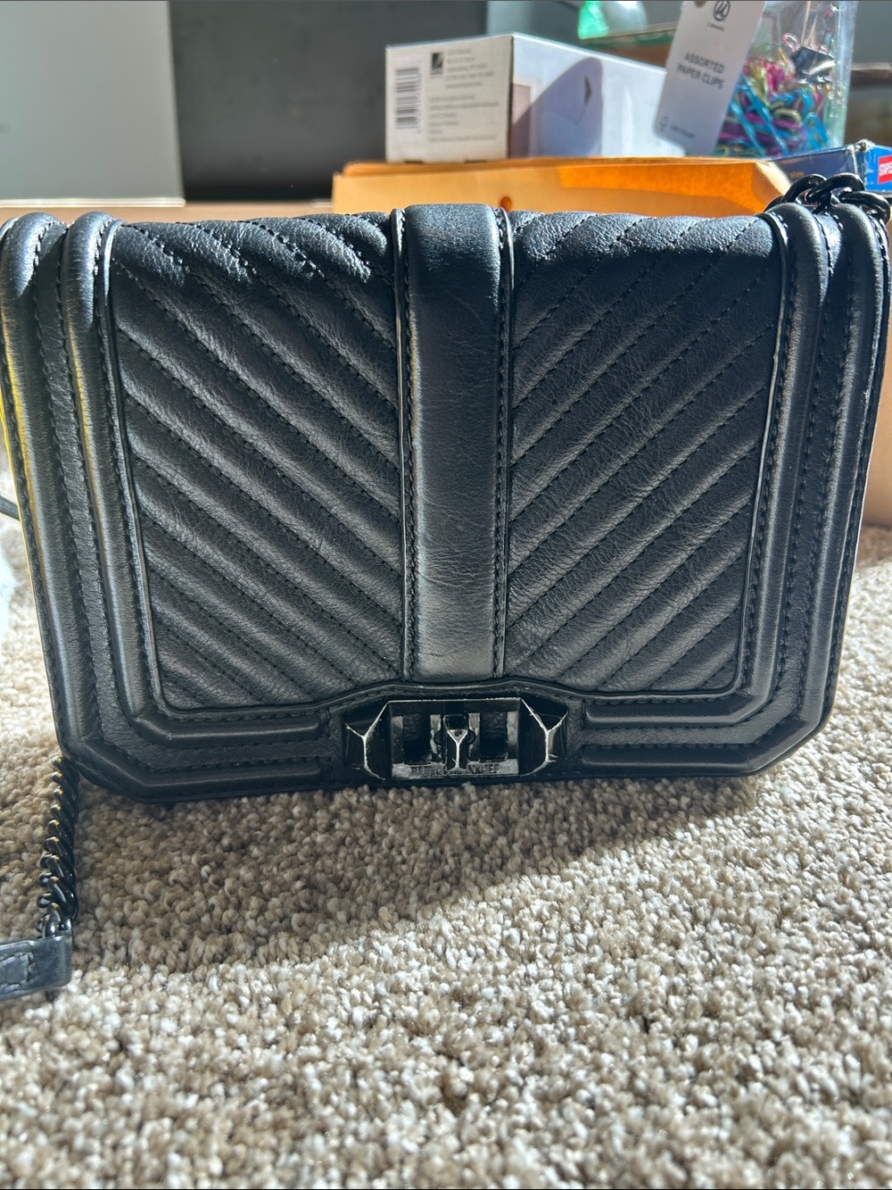 Rebecca Minkoff Black Quilted Chevron Leather Crossbody